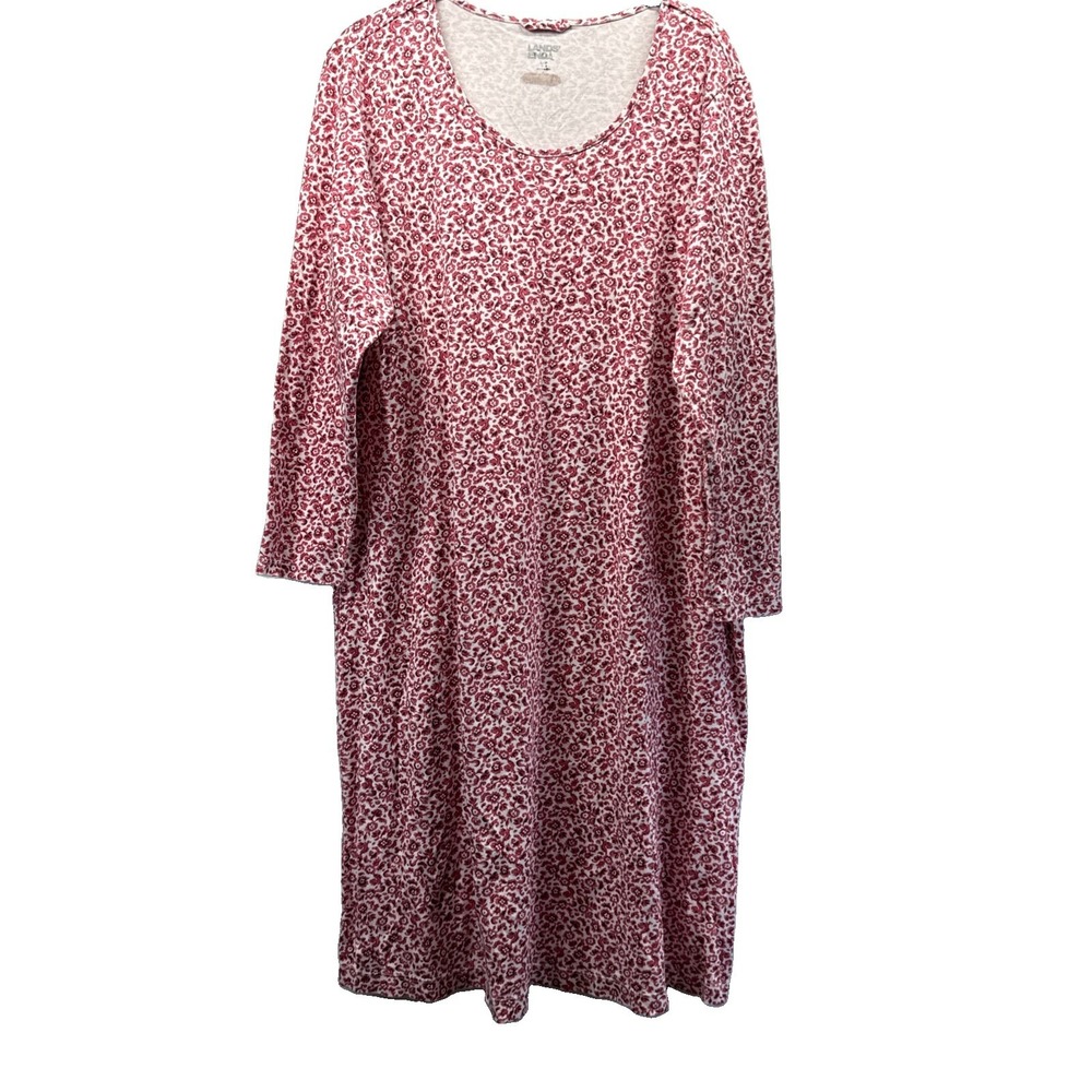 Lands End Women's Dress Size Large Petite PL Pink Paisley 3/4 Sleeves Pullover